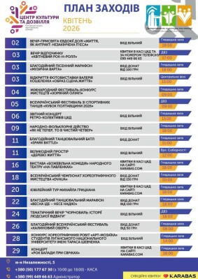 Афіша на квітень ЦКД